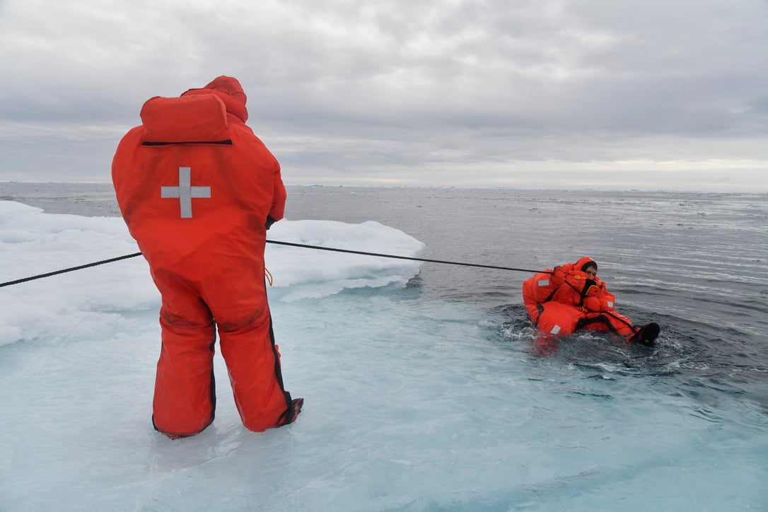 White Glacier Arctic 10+ Immersion Suit Exceeds Survival Standards