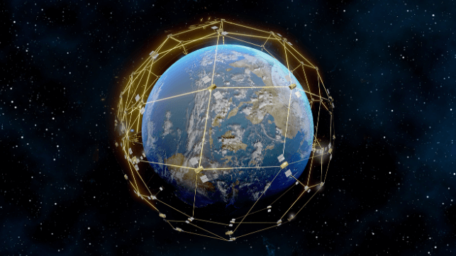 Iridium satellite network in orbit