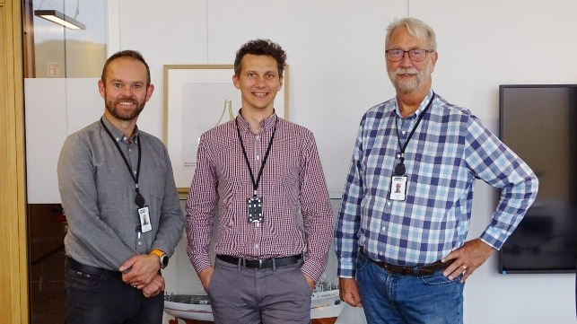 Pole position - (l to r) NAVTOR's Anders Holme, Jacek Maszota and Tor Svanes