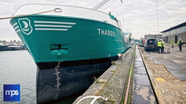  The general cargo vessel M/V Tharsis with FluidicAL technology onboard.