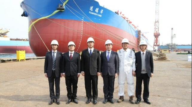 Delegation at delivery of Yuan Rui Yang world's first dual fuel VLCC 