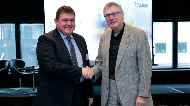 Palle Laursen, Maersk Chief Technical Officer and Chairman of ABS’ Northern Europe Regional Committee, and Christopher J. Wiernicki, ABS Chairman, President and CEO.