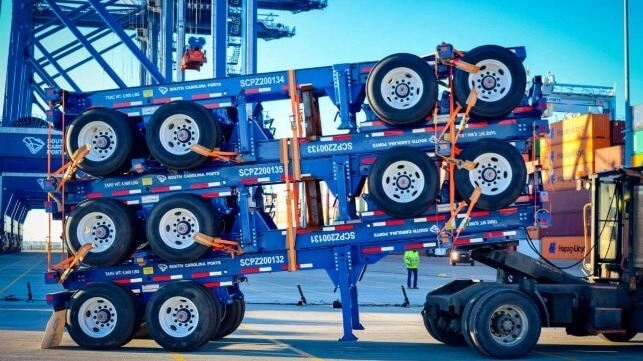 SC Ports welcomes its first shipment of chassis. (Photo/SCPA/English Purcell)