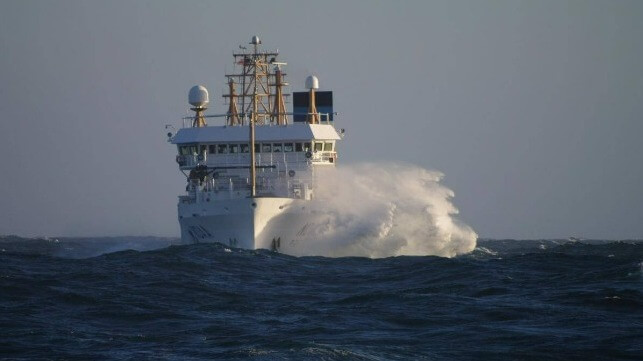 NOAA research vessels are required to deploy workboats with scientific crew in variable sea states. Photo: NOAA.
