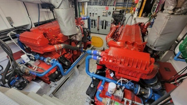 Cummins X15 engines in a tug engine room