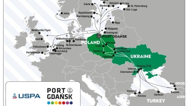 Railway routemap Map Port of Gdansk to China