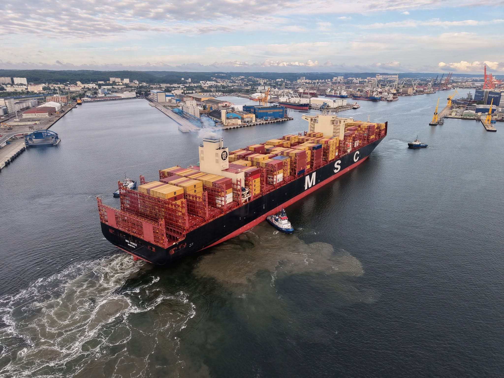 Largest containership arriving at Gydnia