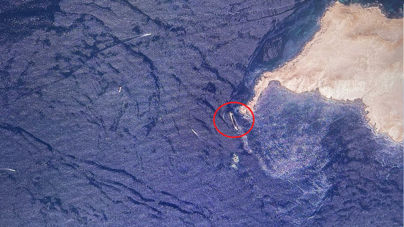 The wreck of the Caroline Bezengi, October 8 (Sentinel-2 / CJRC)
