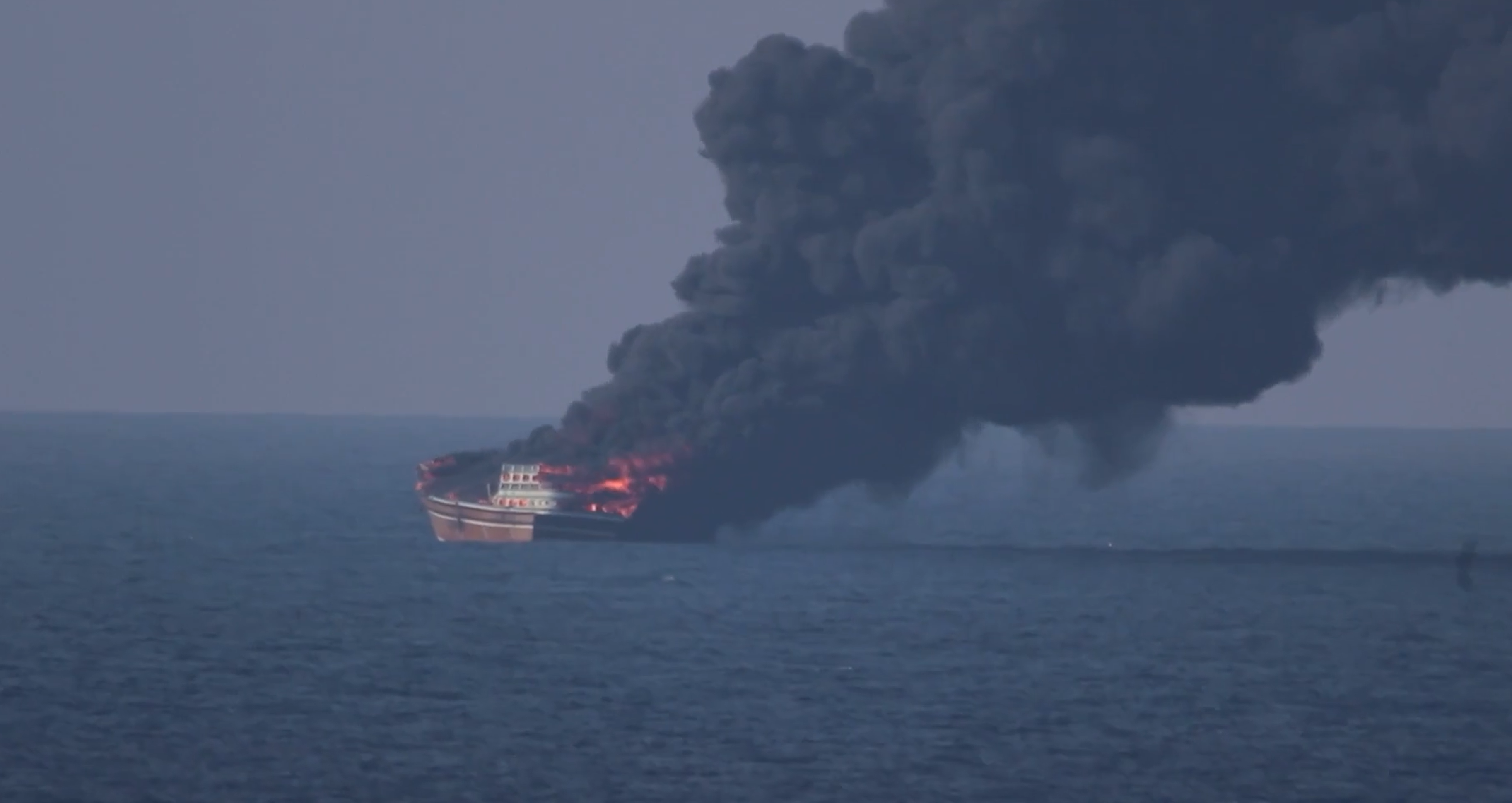 Dhow on fire