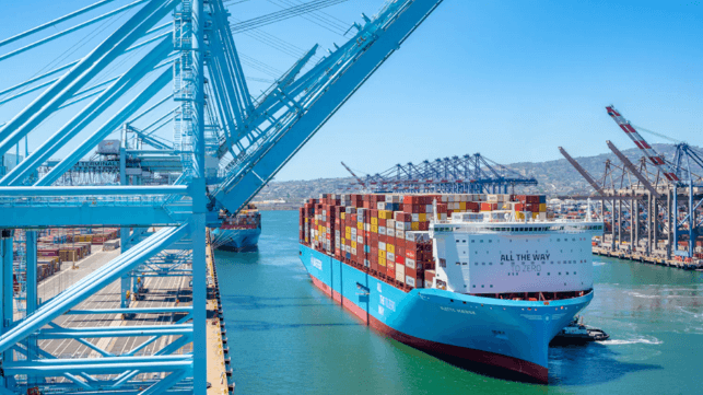 Alette Maersk at APM Pier 400, Port of Los Angeles, 2024 (APM press handout)