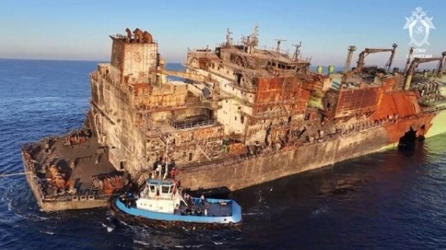 burnt out LNG gas carrier Arctic Metagaz