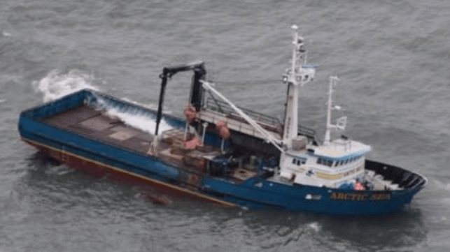 Arctic Sea hard aground (courtesy City of St. George)