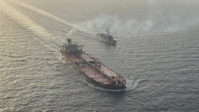warship escorting tanker