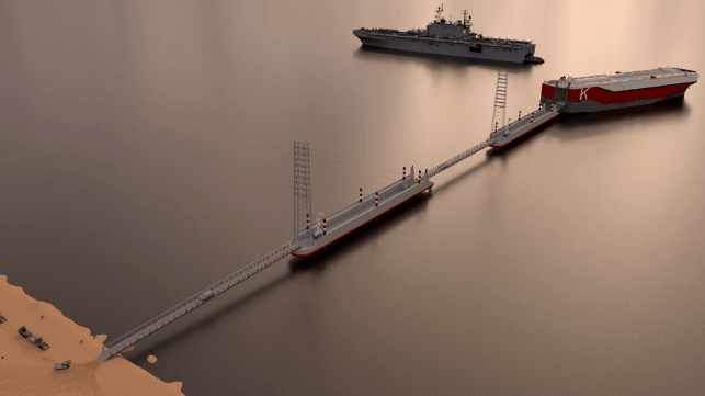 Depiction of the PLAN pier and causeway beach invasion landing system (Wikideas1 / Public domain) 