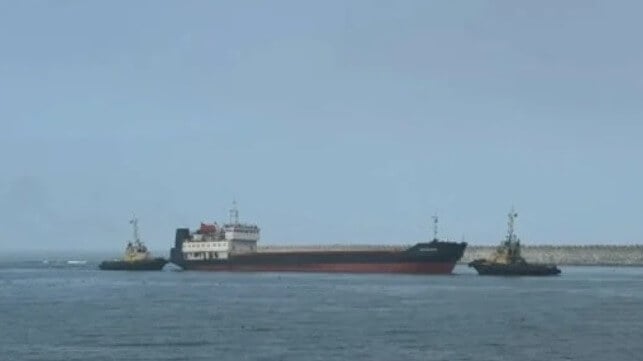 Iranian-flagged cargo ship was brought into port by the Russian tugboats (Port of Makhachkala)