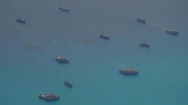 Past instances of Chinese fishing vessel gatherings have occurred in the Spratly Islands, as above, but at smaller scale (PCG file image)