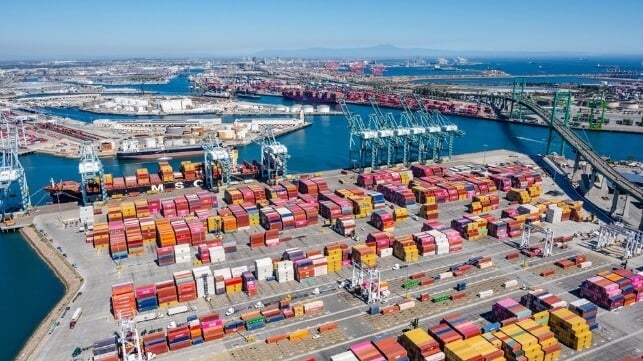 container in port yard Port of Los Angeles