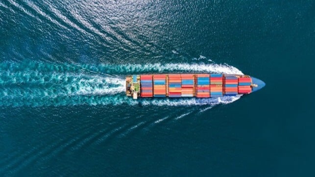 containership at sea