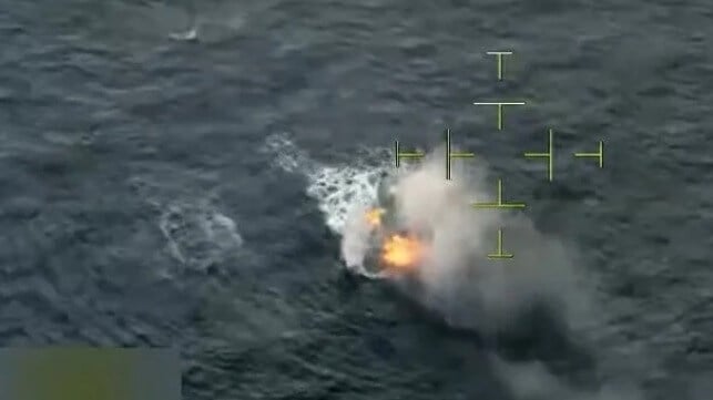 A previous U.S. strike on a smuggling boat target, Dec. 22 (U.S. Southern Command)