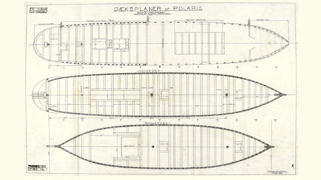 Deck plan of the Endurance showing internal framing. Note engine room at bottom left (Vestfoldmuseen / public domain)