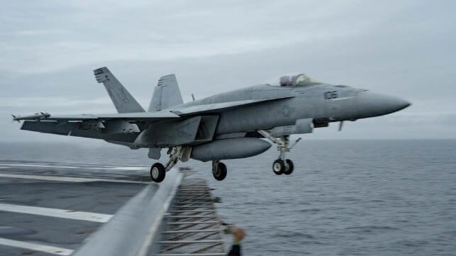 A fighter takes off from the deck of carrier USS Gerald R. Ford (USN file image)