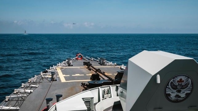 HMCS Ville de Québec in the Taiwan Strait (Canadian Joint Operations Command)