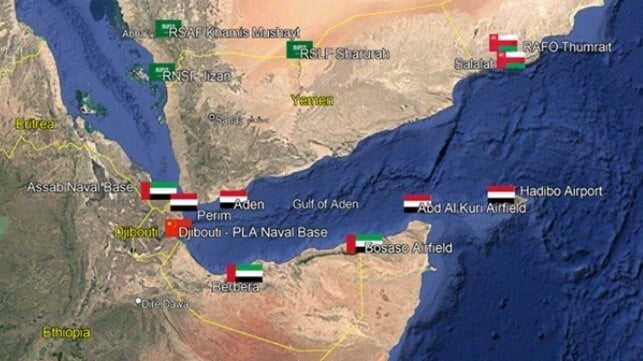 The Horn of Africa, with principal military bases and logistic hubs (Google Earth/CJRC)