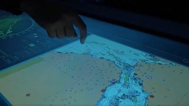 A Houthi military planner demonstrates ship tracking system for Gulf of Aden and Bab el-Mandeb (Houthi Military Media)