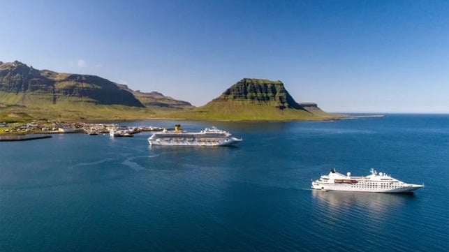 cruise ships anchored off Iceland