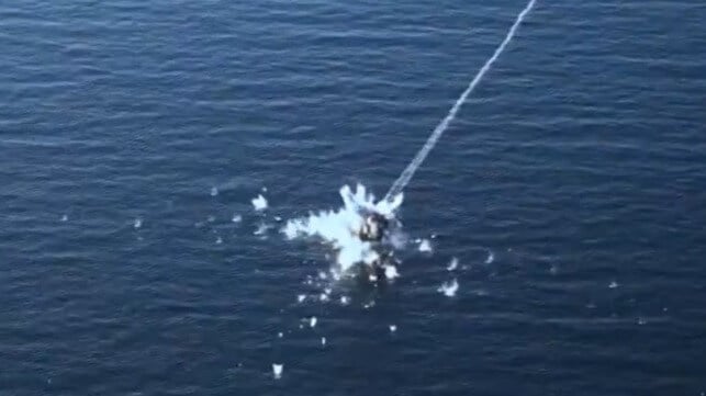 An IRGCN missile strike on a boat target, Nov. 2025 (IRGCN)
