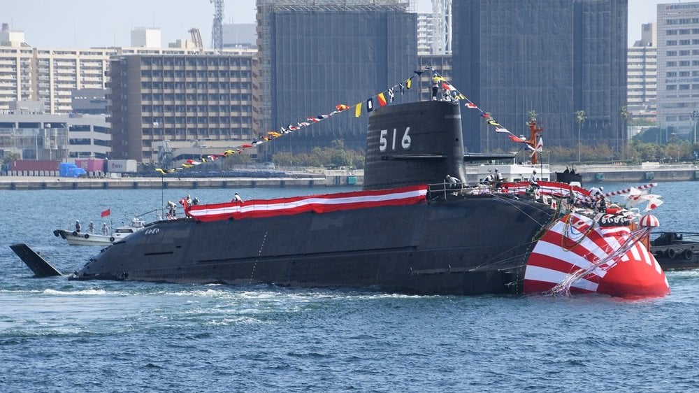 The brand new conventional attack submarine JS Raigei at launch (Hunini / CC BY SA 4.0)