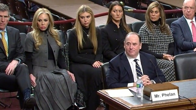 Secretary Phelan and family during his Senate confirmation hearing last year (CSPAN)