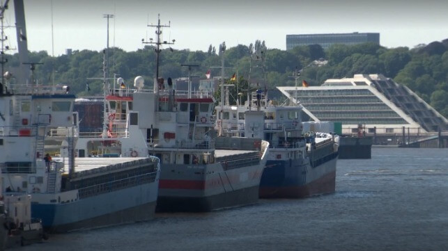 small cargo ship at dock