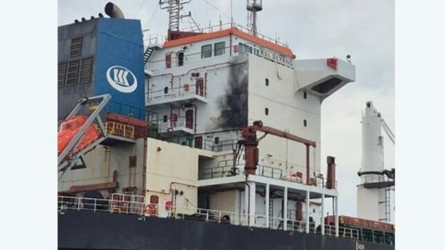 drone damage on Chinese bulker