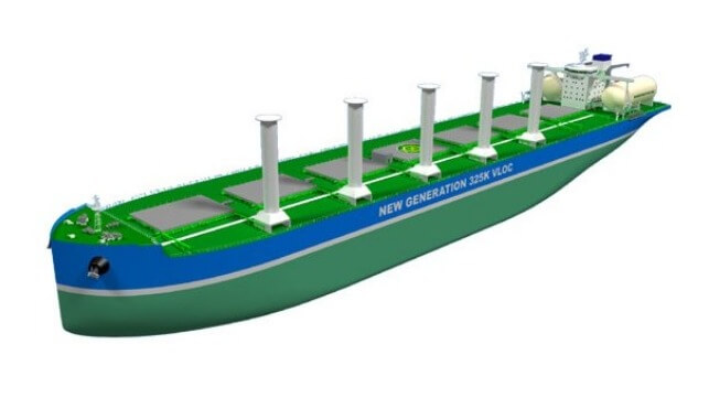 ethanol-fueled bulker with wind rotors
