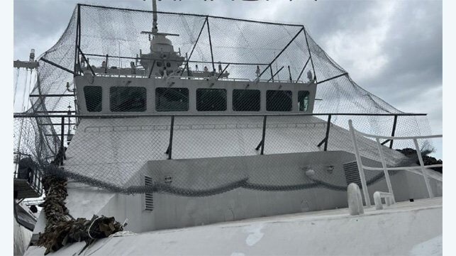 Russian patrol ship with protection against drones