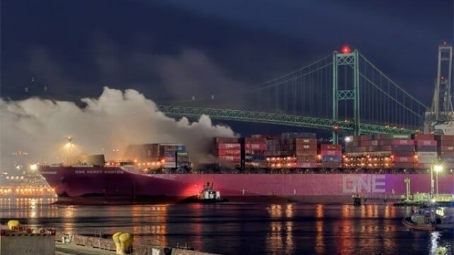 containership on fire