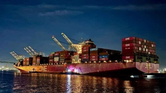 fire-damaged containership