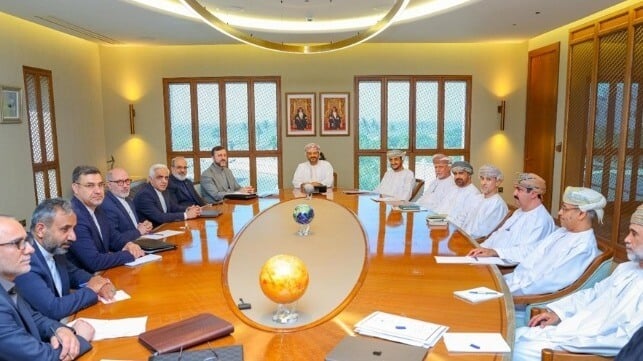 Iranian and Omani delegations discuss Strait of Hormuz navigation in Muscat, May 24, led respectively by Kazem Gharibabadi and Sayyid Badr Al Busaidi 