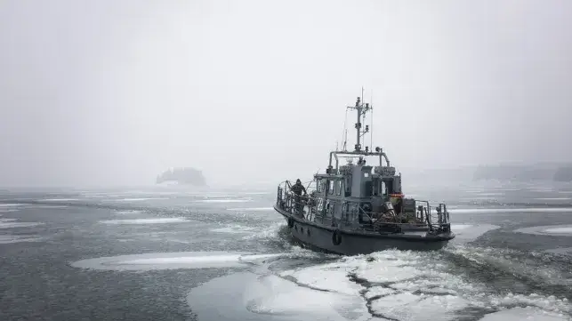 U.S. Marines head out on a surveillance mission aboard a Finnish Navy patrol boat, February 2025 (USMC)