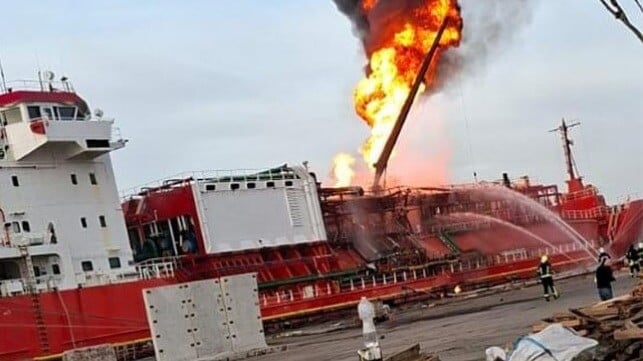 Fire on LPG carrier in Ukrainian port