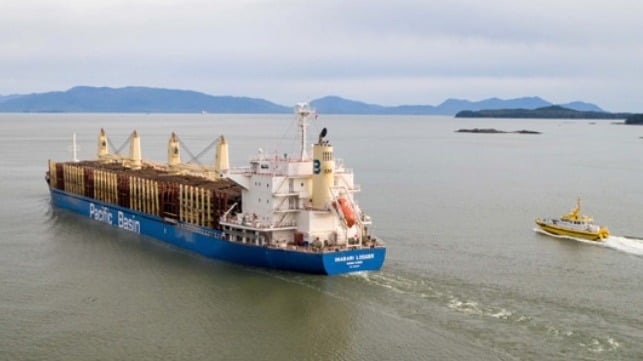 bulker with logs outbound