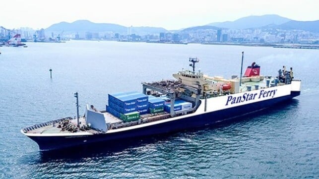 ferry loaded with containers
