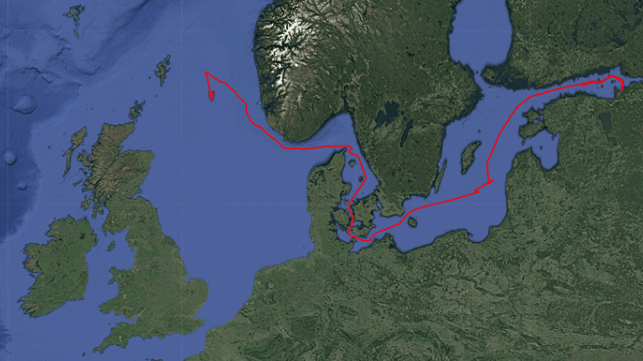 Attica's unusual route would have taken her north of the Shetlands (Pole Star)