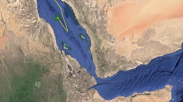 GENCO Picardy's last received AIS position in the Red Sea, January 15 (Pole Star)