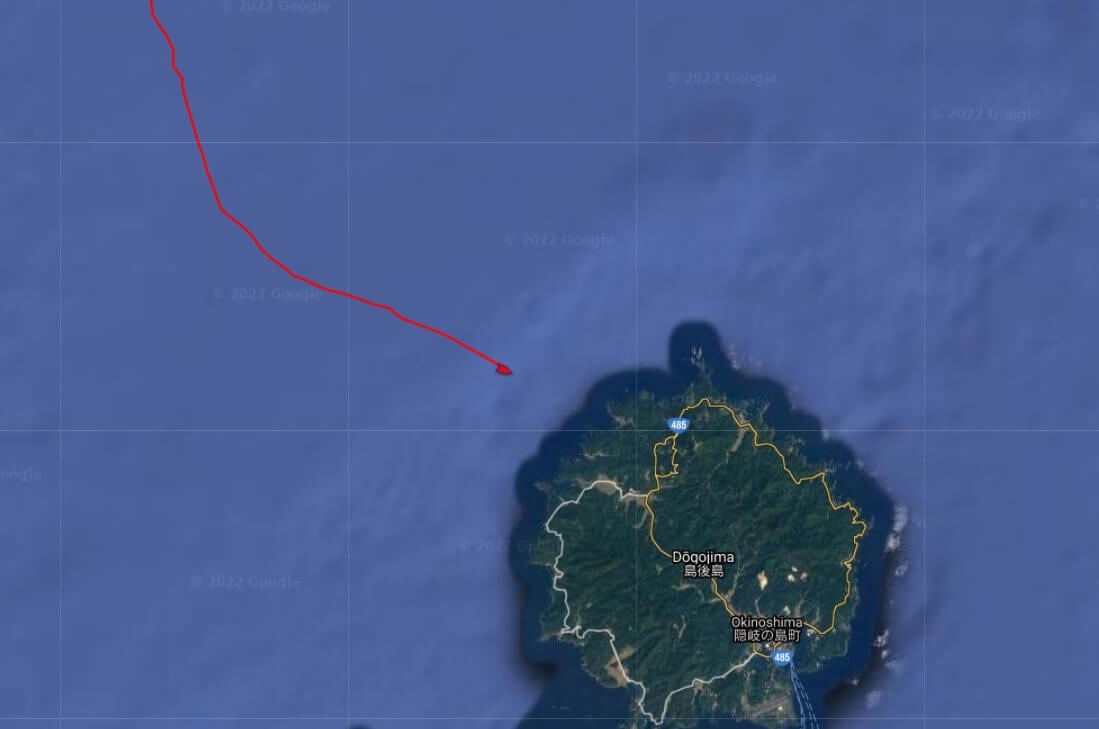 Boxship Narrowly Avoids Grounding on Island in Sea of Japan