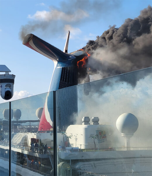 Fire Aboard Carnival Freedom Cruise Ship Docked in Grand Turk