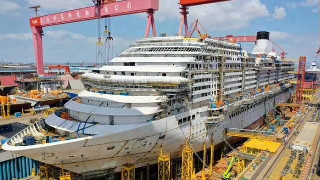 China completes strutural construction of first cruise ship 