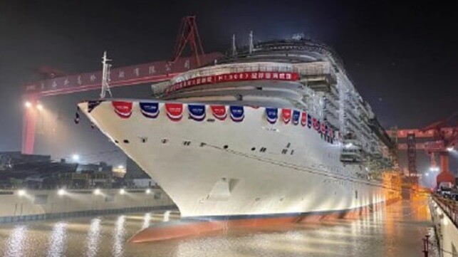 China floats first large domestically built cruise ship