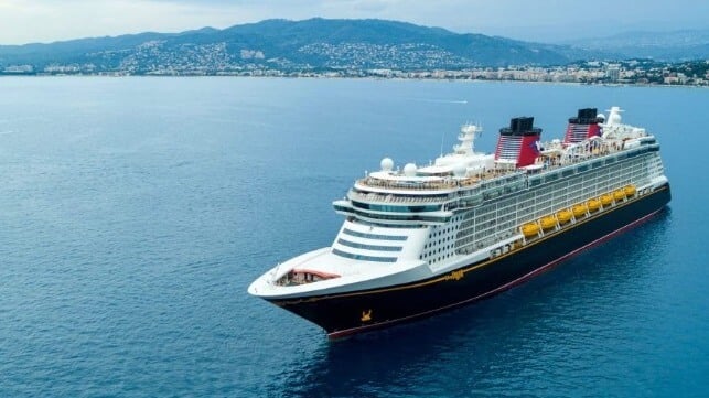 Disney cruise ship off Cannes, France